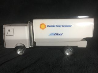 Vintage Lucite Champion Energy Corp And Fleet Bank Advertising Paperweight Truck