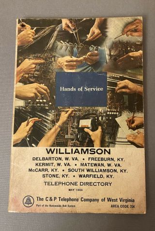 Vintage C & P Telephone Directory Book 1966 Williamson Matewan Wv Ky Advertising