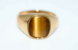 Vintage Estate 18kt Gold Filled Mans Tiger Eye Ring