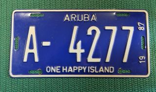 1987 Aruba,  One Happy Island,  License Plate