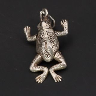 Vtg Sterling Silver - Southwestern Articulated Frog Animal Solid Pendant - 3g
