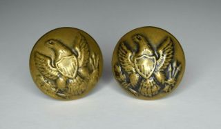 Authentic Vtg Us Civil War Union Army Eagle Button Cufflinks Waterbury Button Co