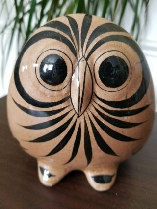 Vintage Tonala Owl Mexican Pottery Mexico Ken Edwards Floral Bird Owl 5” Figure