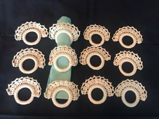 Vintage Handmade Crochet Napkin Rings Set Of 12 Ivory Ecru