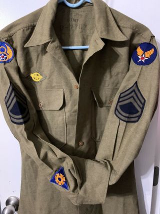 Vintage Wwii Us Airforce Wool Uniform Shirt 1940s With Patches