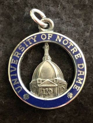 Vintage Sterling Silver University Notre Dame Charm Pendant L G Balfour Co Blue