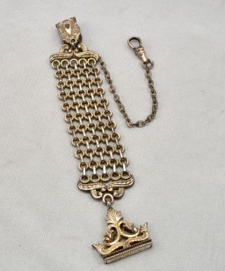 Antique Victorian Gold Filled Belt Clip Pocket Watch Chain Wax Seal Fob Gf/rgp
