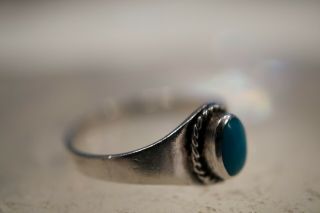 Vintage Navajo Sterling Silver & Natural Blue Turquoise RING Small Sz 6 3/4 3