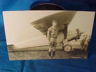 1920s Charles Lindbergh,  Spirit Of St Louis Airplane Real Photo Postcard