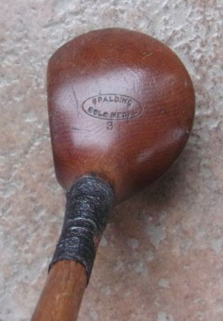Antique Vintage Spalding Gold Medal Hickory Wood Shaft Golf Club Driver Stamped