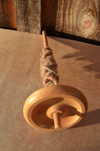 Vintage Drop Spindle Wooden 12.  5 " Weaving Wool Spinning