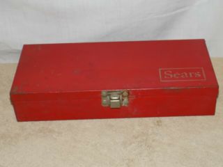 Vintage Red Metal Tool Box Ratchet Socket Case Sears
