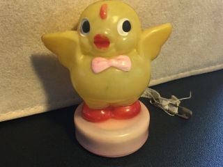 Antique Vintage Figural Celluloid Chick W Pink Bowtie Tape Measure By Royal