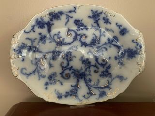 Antique Flow Blue Ironstone Platter - Gainsborough Pattern - Ridgway