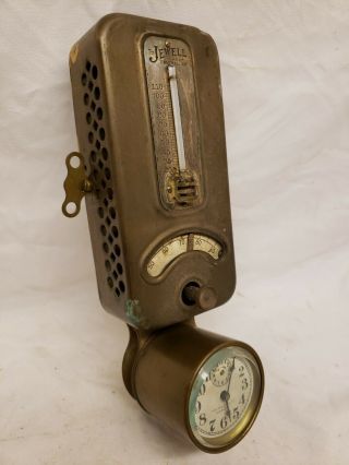 Vintage Antique Jewell Thermostat heat controller Thermometer with Key and Clock 2