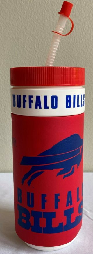 Vintage Buffalo Bills Foam Insulated Water Drinking Bottle,  Straw & Cap