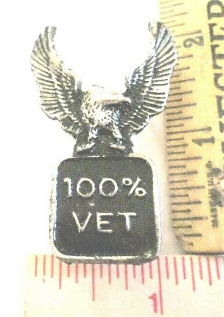 " 100 Vet " Eagle Pin Collectible Old Us Military Veteran Biker Vest Pinback Usa