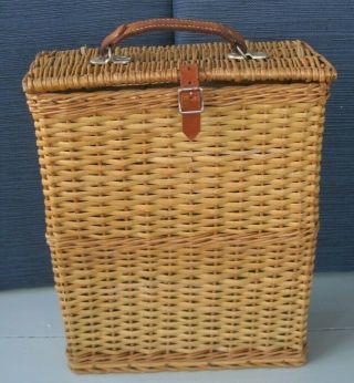Vintage Abercrombie & Fitch English Wicker Picnic Basket Hamper W/ 2 Thermos