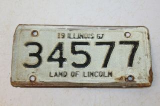1967 Illinois Motorcycle License Plate Land Of Lincoln 34577 Harley Indian Honda
