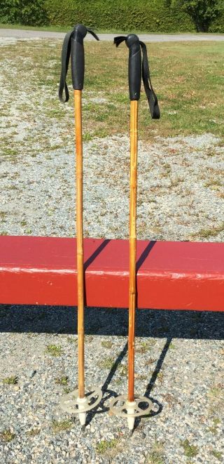 Great Vintage Bamboo Ski Poles 40 " Long Snow Skis