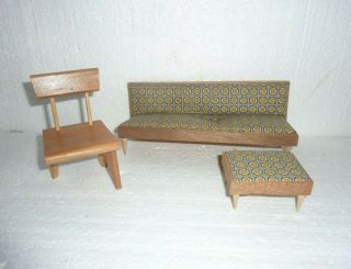 Vintage Modern Mid - Century Dollhouse Furniture Couch Strombecker Chair S - 31