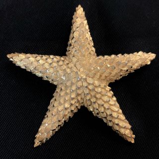 Vtg Haute Couture Nautical Starfish Gold Plated Brooch Pin Pendant Runway 3”