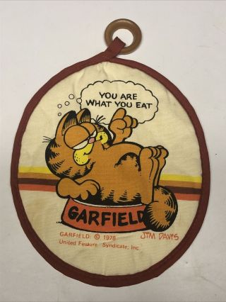 Vintage 1978 Jim Davis Garfield You Are What You Eat Oven Mitt Glove Red (2)