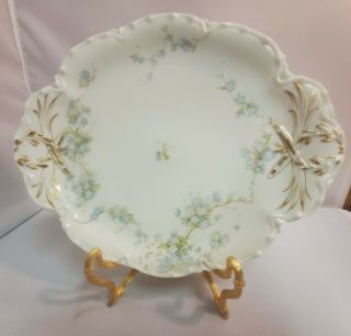 Antique French Porcelain Limoges Haviland Blue Gold Floral Serving Plate