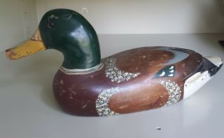 Unrestored Orig Antique Drake Mallard Vtg Wood Duck Decoy