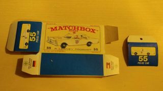 Vintage Matchbox Police Car - No.  55 - Empty Box Only - Read