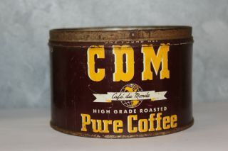 Vintage Rare Cdm Coffee 1 Lb Keywind Tin Can Country Store Display Orleans