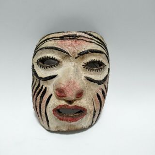 Antique Handmade Clay Wall Hanging Face Mask From Mexico