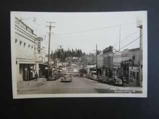 Old Vintage C.  1940 - Grass Valley Ca.  - Rppc Real Photo Postcard - Main Street