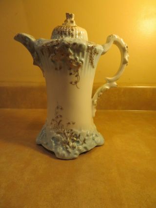 Antique Porcelain Chocolate Coffee Tea Pot Pitcher With Lid Floral Design