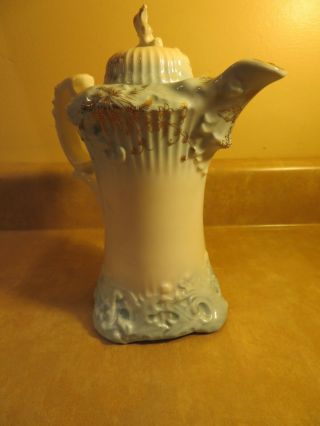 Antique Porcelain Chocolate Coffee Tea Pot Pitcher with Lid Floral Design 3