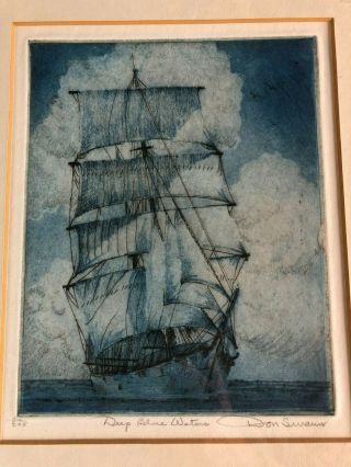 Don Swann Etching Of " Deep Blue Waters " Navy Americana Etching,  Number 54/300