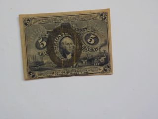 Fractional Currency 1863 5 Cents Note Paper Money United States Old Antique Vtg