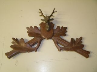 Antique Cuckoo Clock Top Decoration With Cast Deer Head With Antlers 11 " Wide