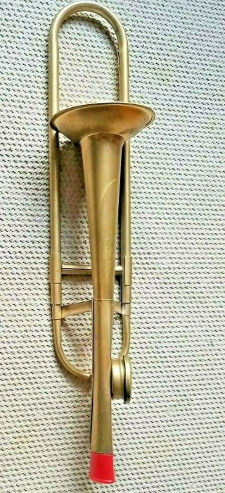 Vintage Tin Metal Red Tip Trombone Kazoo Musical Toy Noisemaker