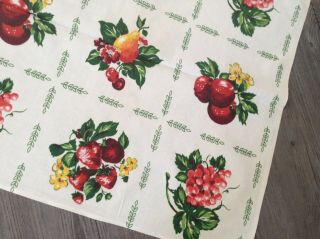 Fruit Strawberries Apple Pear - Vintage Cotton Tablecloth 50” Seed Packet