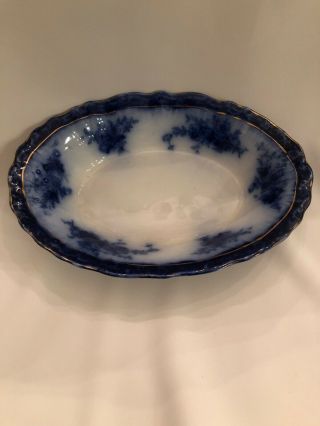 Antique Stanley Pottery Co.  Touraine Flow Blue 9in Oval Vegetable Bowl