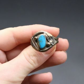 Vintage Large Navajo Native American Silver And Turquoise Ring C 1970s