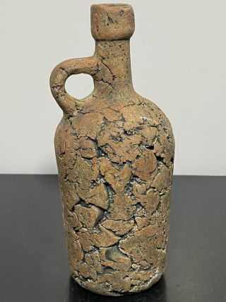 Vintage Signed Studio Artisan Unusual Textured Art Pottery Water Vessel Jug Vase