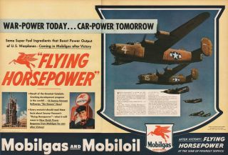 1944 Socony - Vacuum Mobil Gas Oil Wwii Consolidated B - 24 Liberator Photo Ad