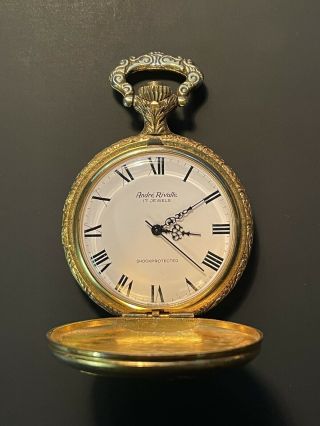 Swiss Made Andre Rivalle 17 Jewels Vintage Mechanical Wind Up Pocket Watch Parts
