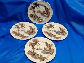 Johnson Brothers The Old Mill China Bread Butter Plate Set Of 4 Vintage England