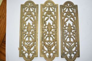 Vintage Solid Brass Door Push / Finger Plates X 3