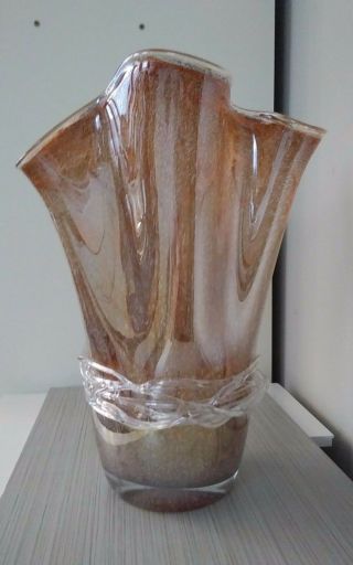 Vintage Murano Lavorazione Arte,  Italian Art,  Large Vase 14 " Tall