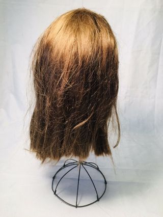 Vintage Human Hair Doll Wig For French / German Bisque Doll Auburn Straight