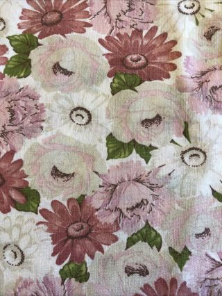 Vintage Full Feed Sack Covered With Pink And White Daisies And Peonies
